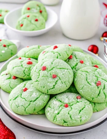Grinch Snowball Cookies