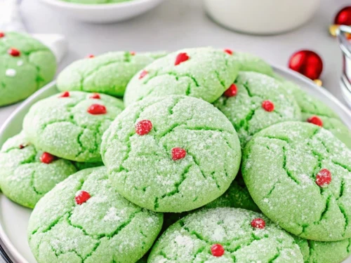 Grinch Snowball Cookies