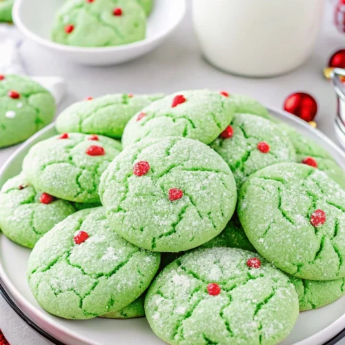 Grinch Snowball Cookies