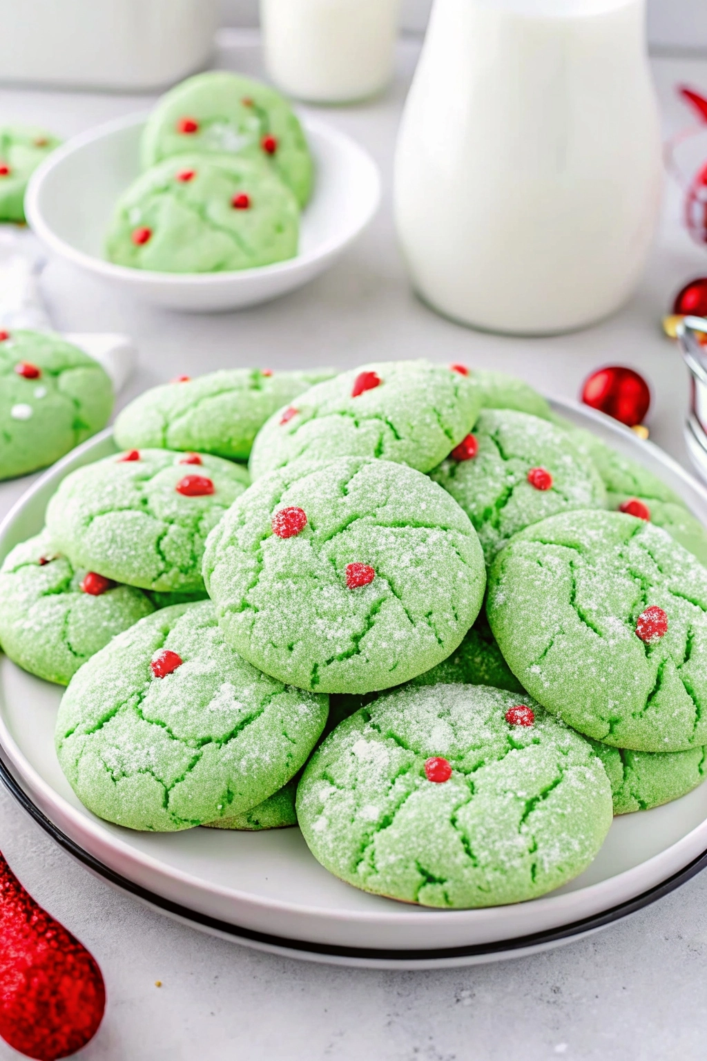 Grinch Snowball Cookies
