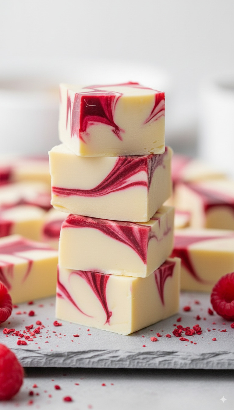 White Chocolate Raspberry Fudge