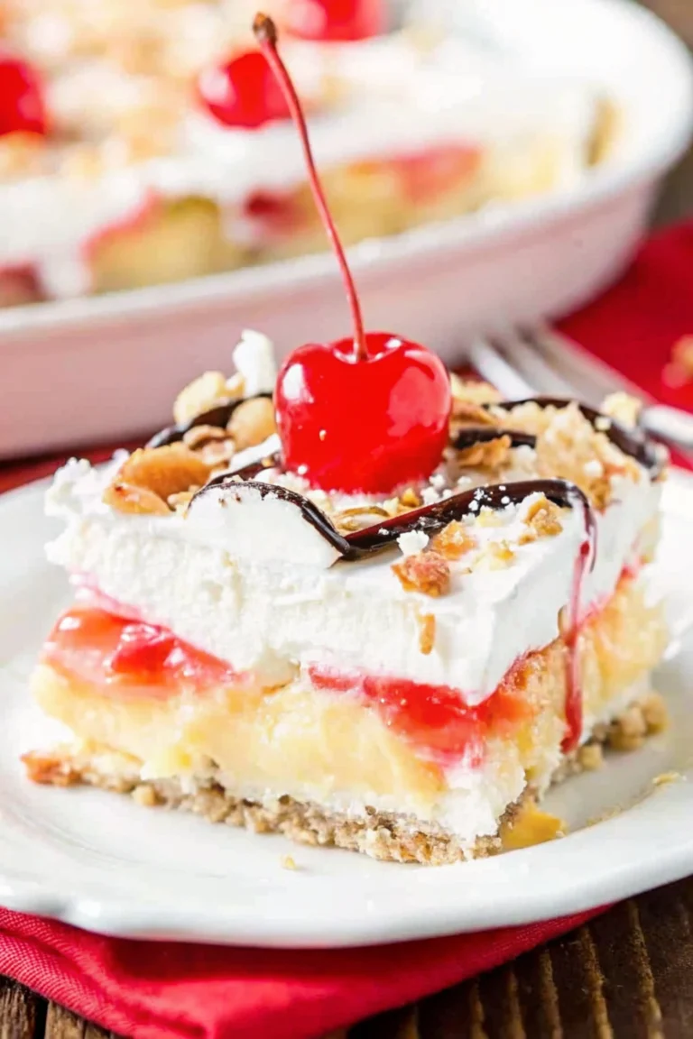 no-bake banana split cake