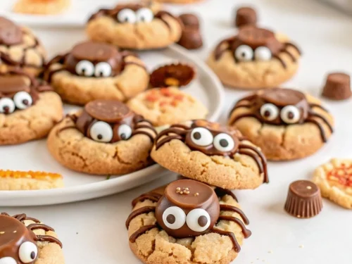 Halloween Peanut Butter Spider Cookies