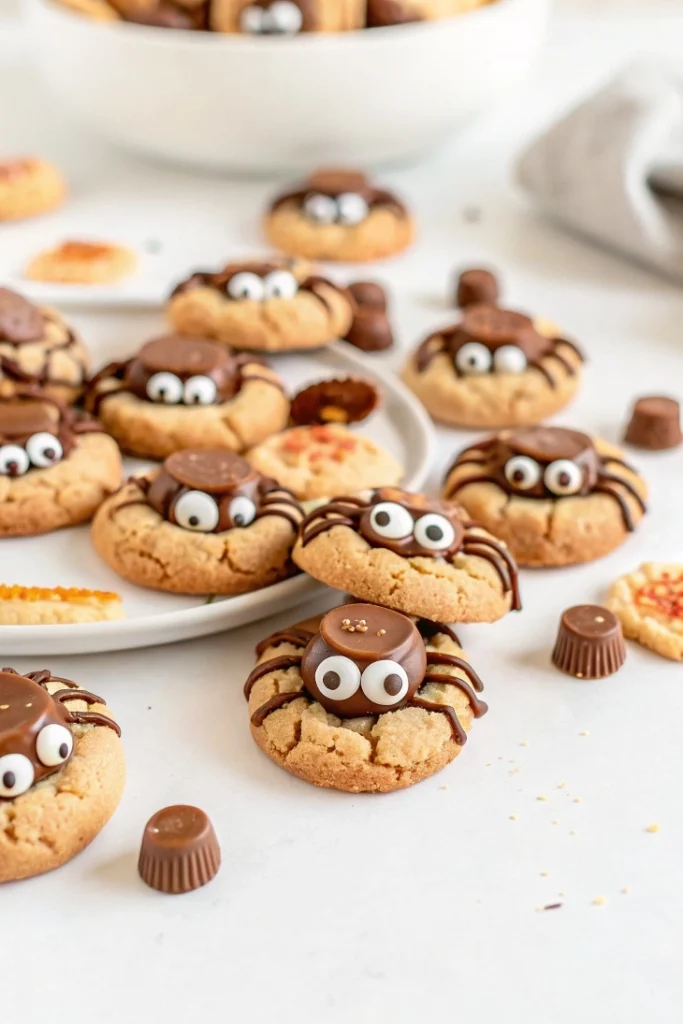Halloween Peanut Butter Spider Cookies