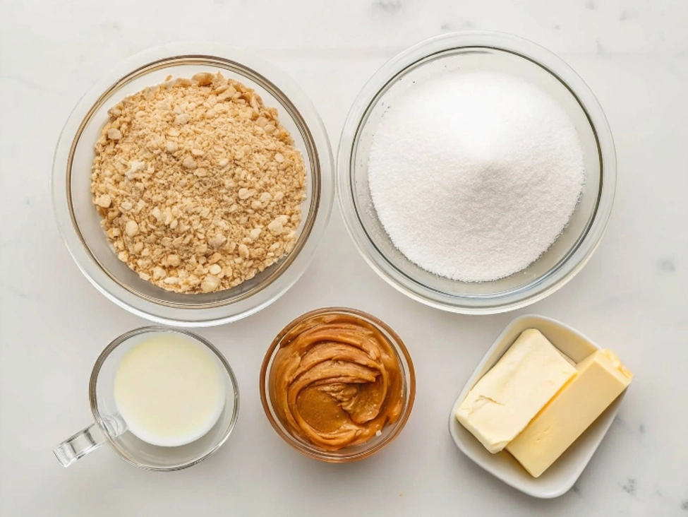 Ingredients to make no-bake peanut butter cookies