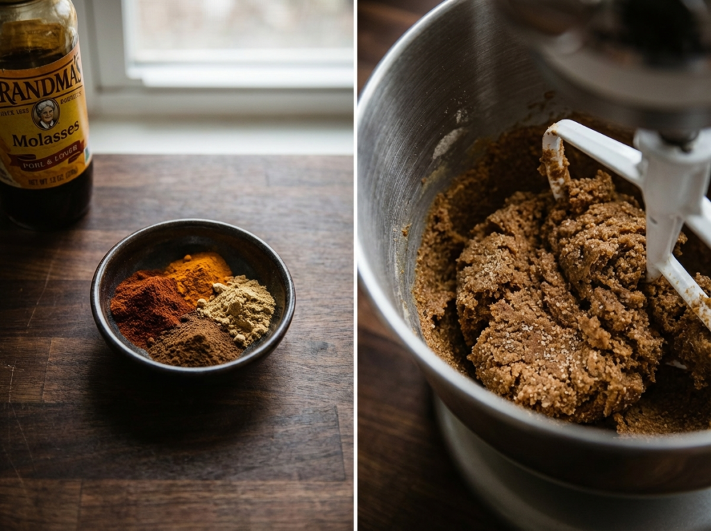 gingerbread spices and cookie dough