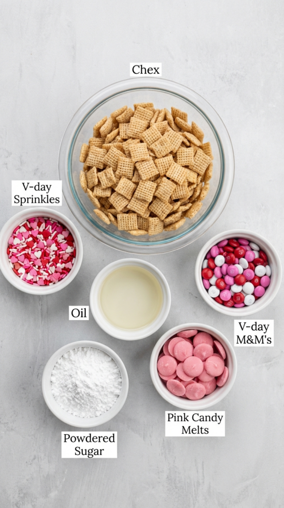 Valentine's day muddy buddies ingredients