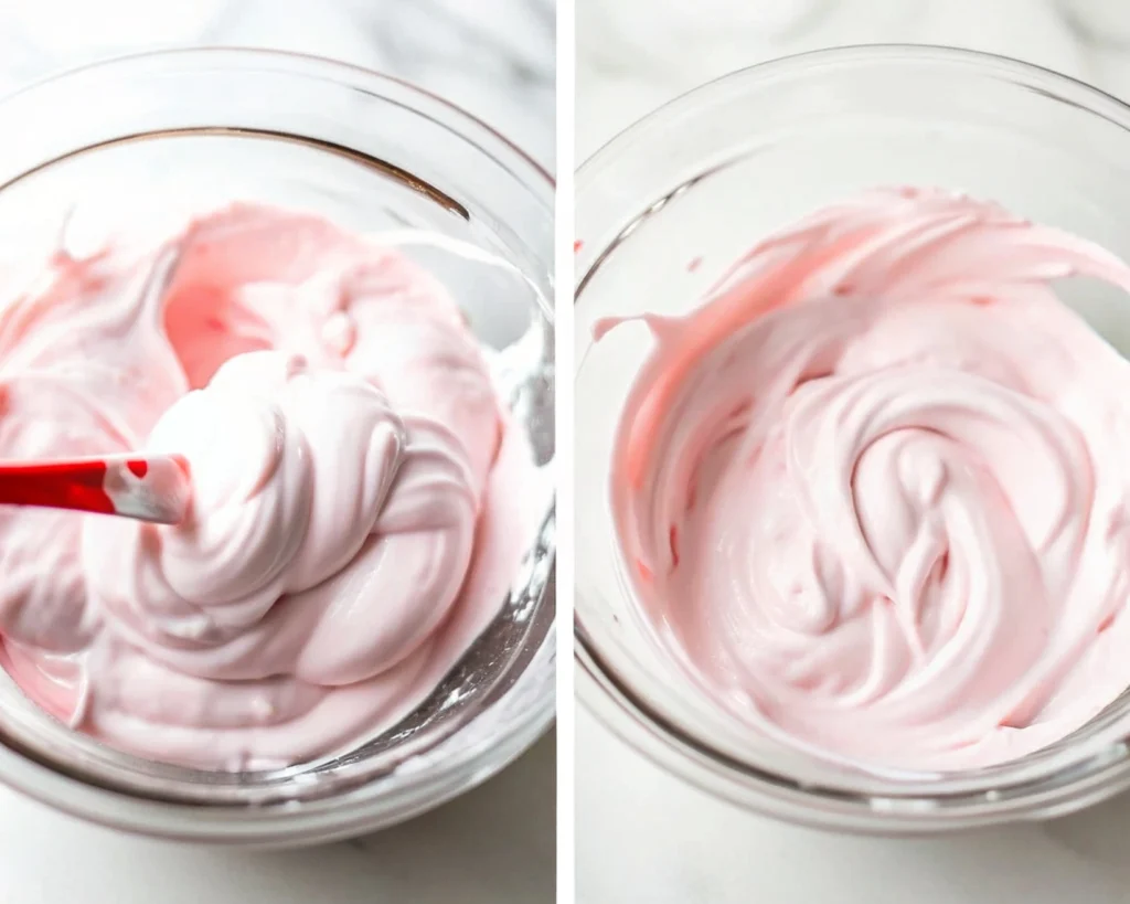 whipped egg whites tinted with pink food coloring